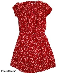 Kimchi blue cherry red Floral button down dress s